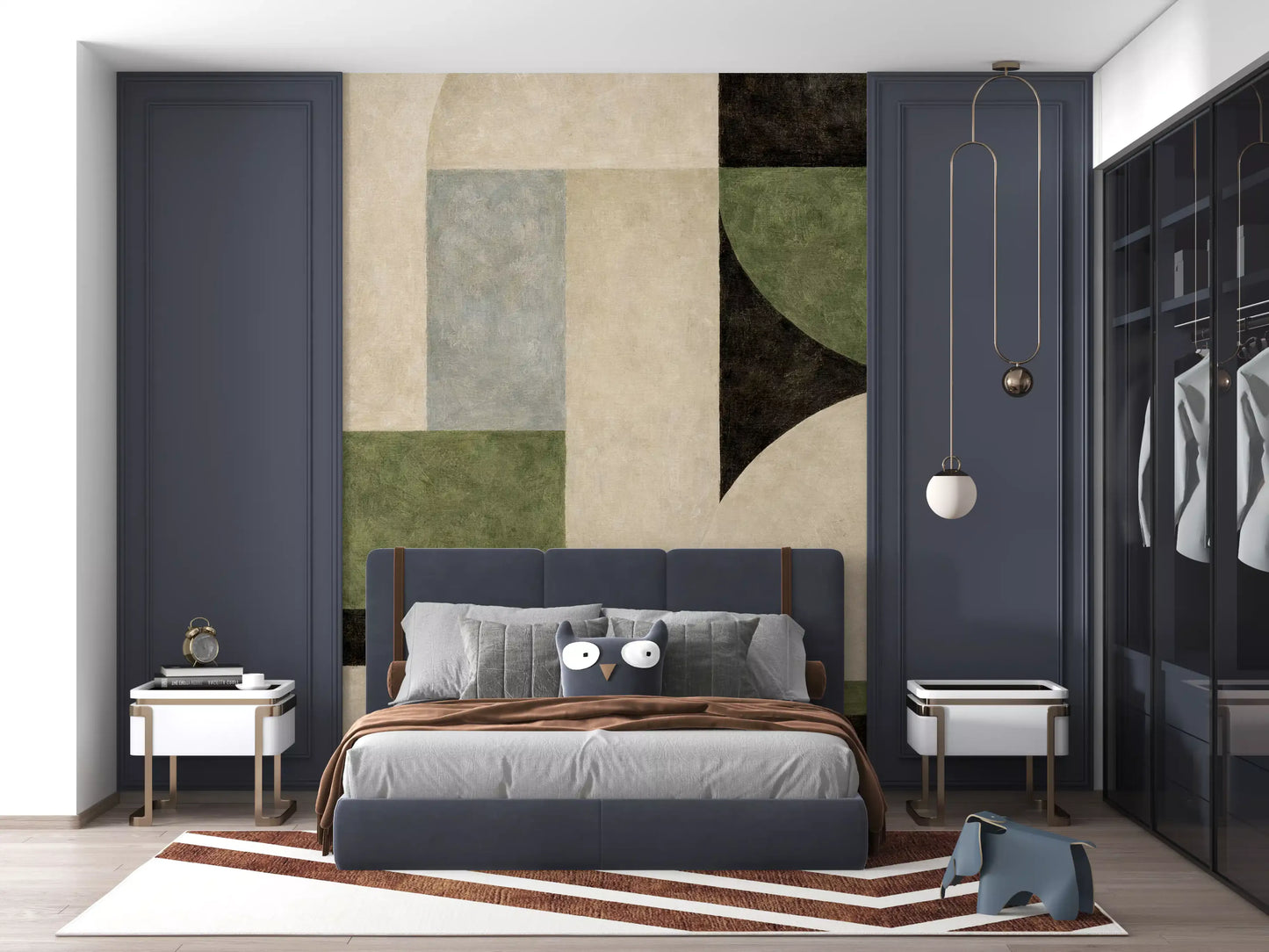 Artistic arch illustration wall mural in muted warm tones GD11245