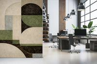 Neutral arch motif wall mural with balanced geometric layout GD11245