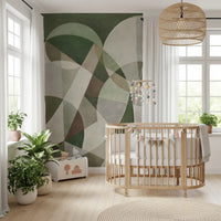 Geometric Intersection Sage Canvas Wall Mural with abstract grid artwork GD11246
