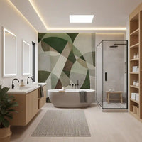 Abstract sage panel wall mural with structured artwork GD11246