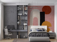 Designer geometric wall mural with warm clay color accents GD11247