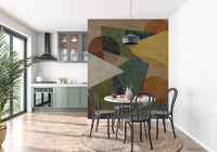 Premium geometric art wall mural with earthy abstract composition GD11248
