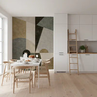 Geometric Earth Tone Cubism Wall Mural with artistic polygon design GD11250