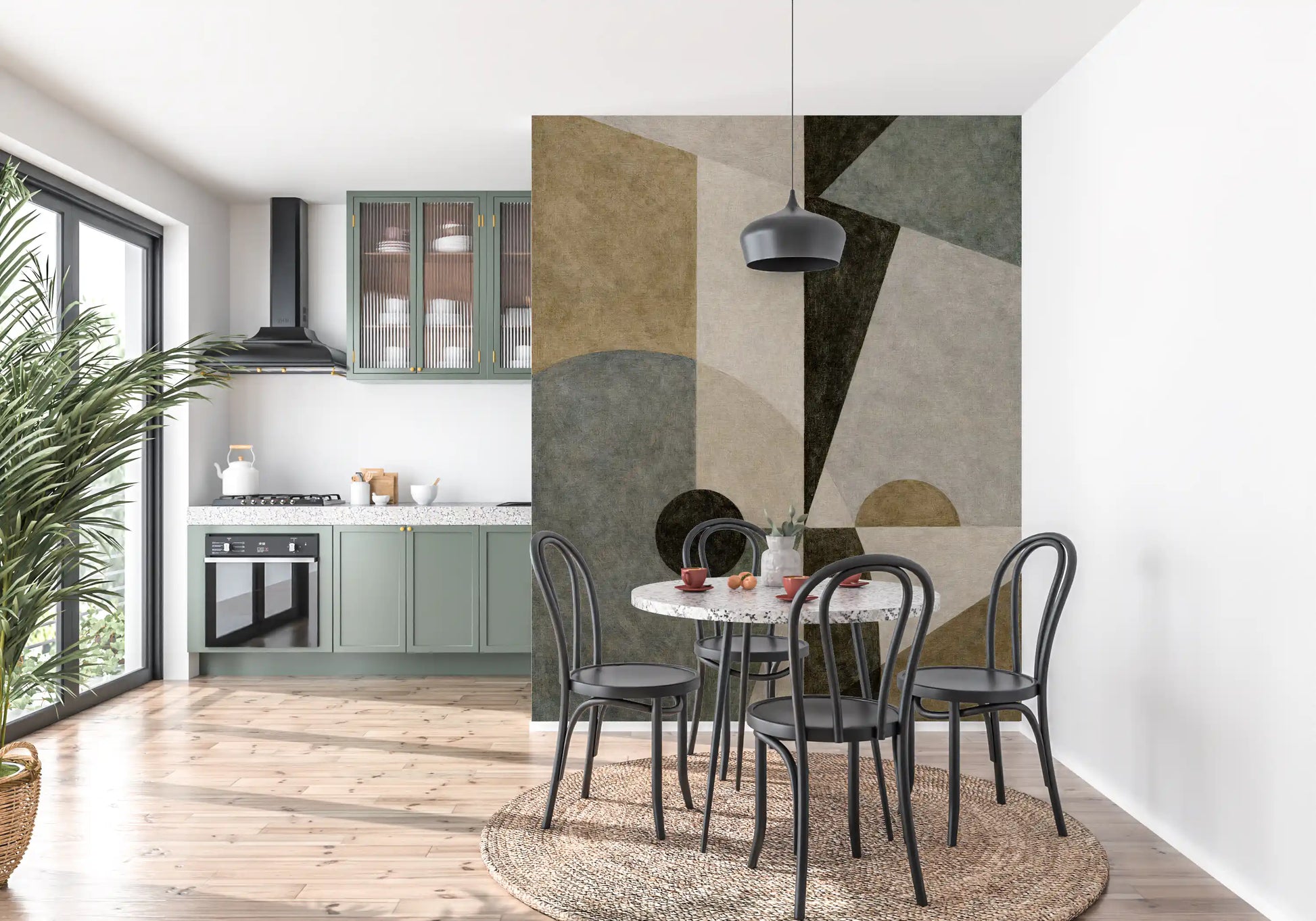 Minimalist cubism wall mural with textured artistic finish GD11250