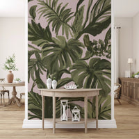 Verdant Brushstroke Tropical Foliage Wall Mural