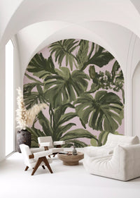 Verdant Brushstroke Tropical Foliage Wall Mural