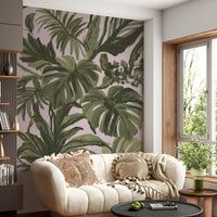 Verdant Brushstroke Tropical Foliage Wall Mural