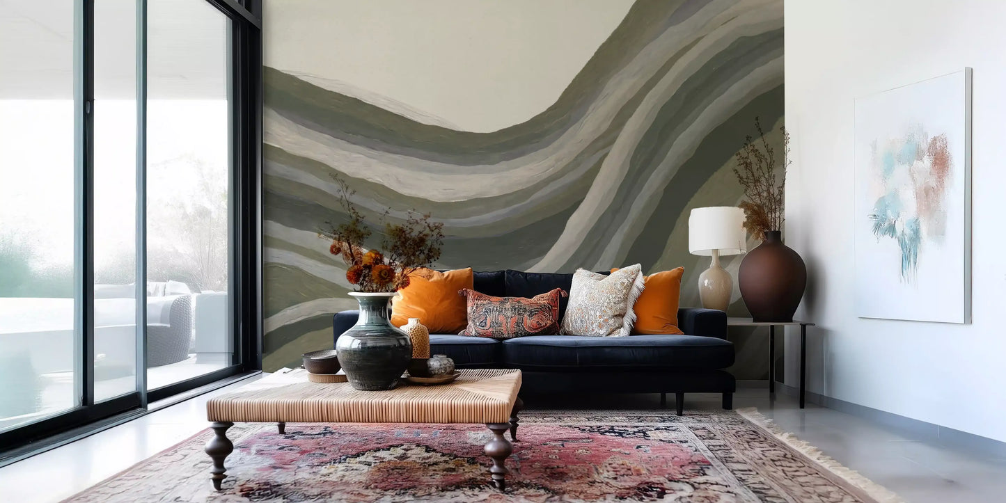 Olive Sage Rolling Hills Wall Mural