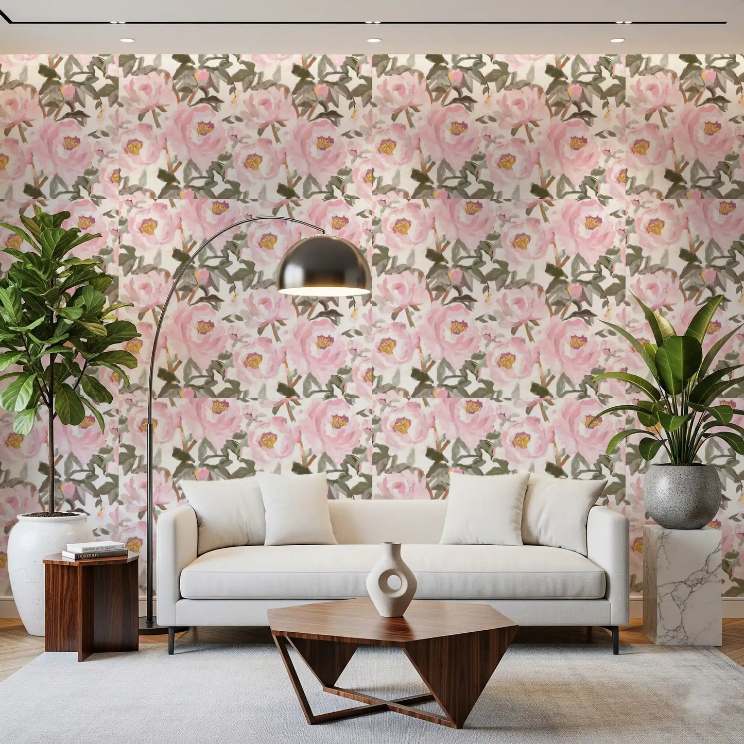 Soft Pink Peony Garden Wallpaper⁠