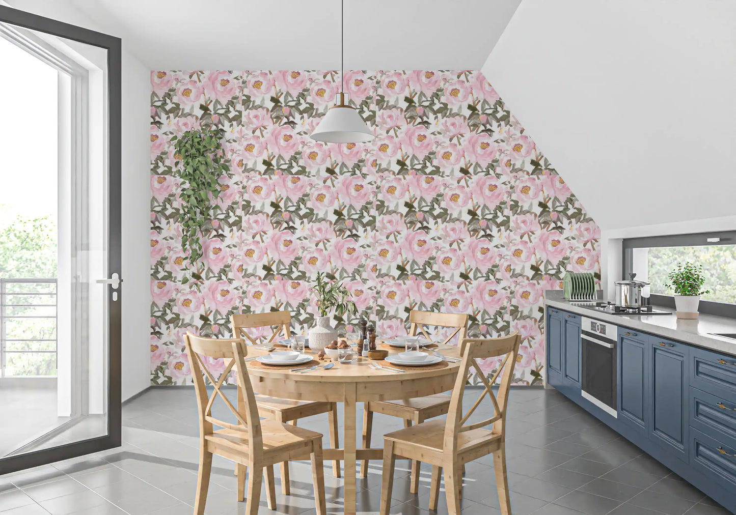 Soft Pink Peony Garden Wallpaper⁠