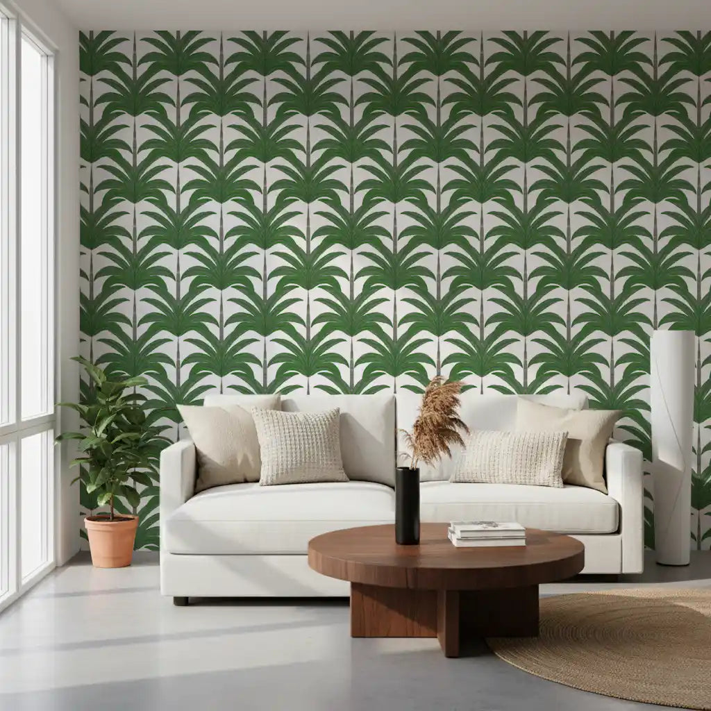 Arched Palm Frond Botanical Art Wallpaper⁠