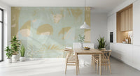 Muted Sage Geometric Layers Wall Mural