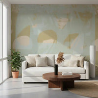 Muted Sage Geometric Layers Wall Mural