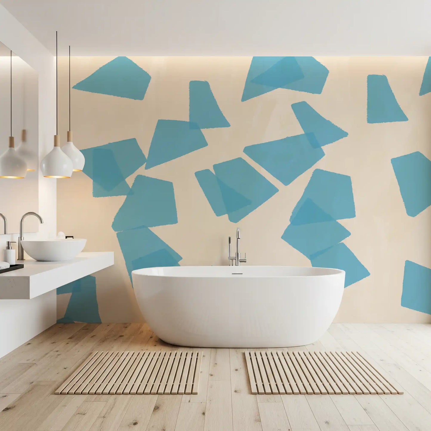 Floating Azure Fragments Wall Mural