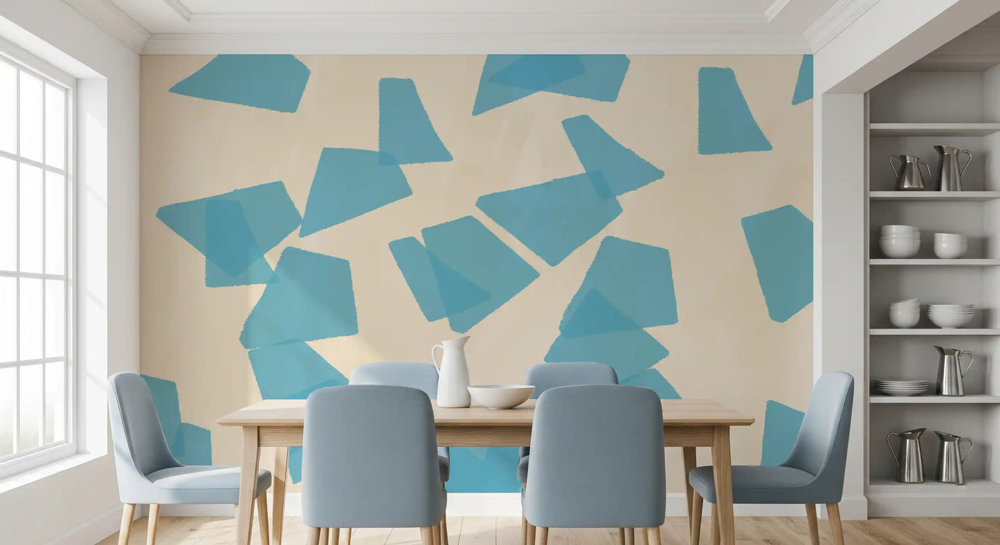 Floating Azure Fragments Wall Mural