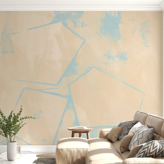 Sandy brushed ground carries the Geometric Abstract wall mural down a hallway GD11260