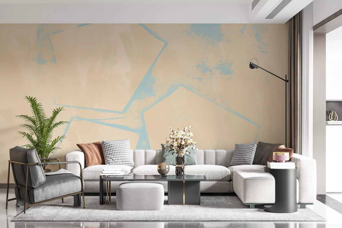 Geometric Sand and Sky Abstract Wall Mural