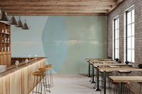 Sage and Blue Geometric Arcs Wall Mural