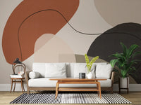 Minimalist Earth Tone Abstract Shapes Wall Mural