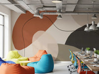 Minimalist Earth Tone Abstract Shapes Wall Mural