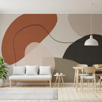 Minimalist Earth Tone Abstract Shapes Wall Mural