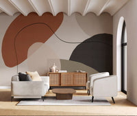 Minimalist Earth Tone Abstract Shapes Wall Mural