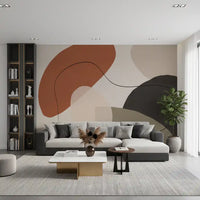 Minimalist Earth Tone Abstract Shapes Wall Mural