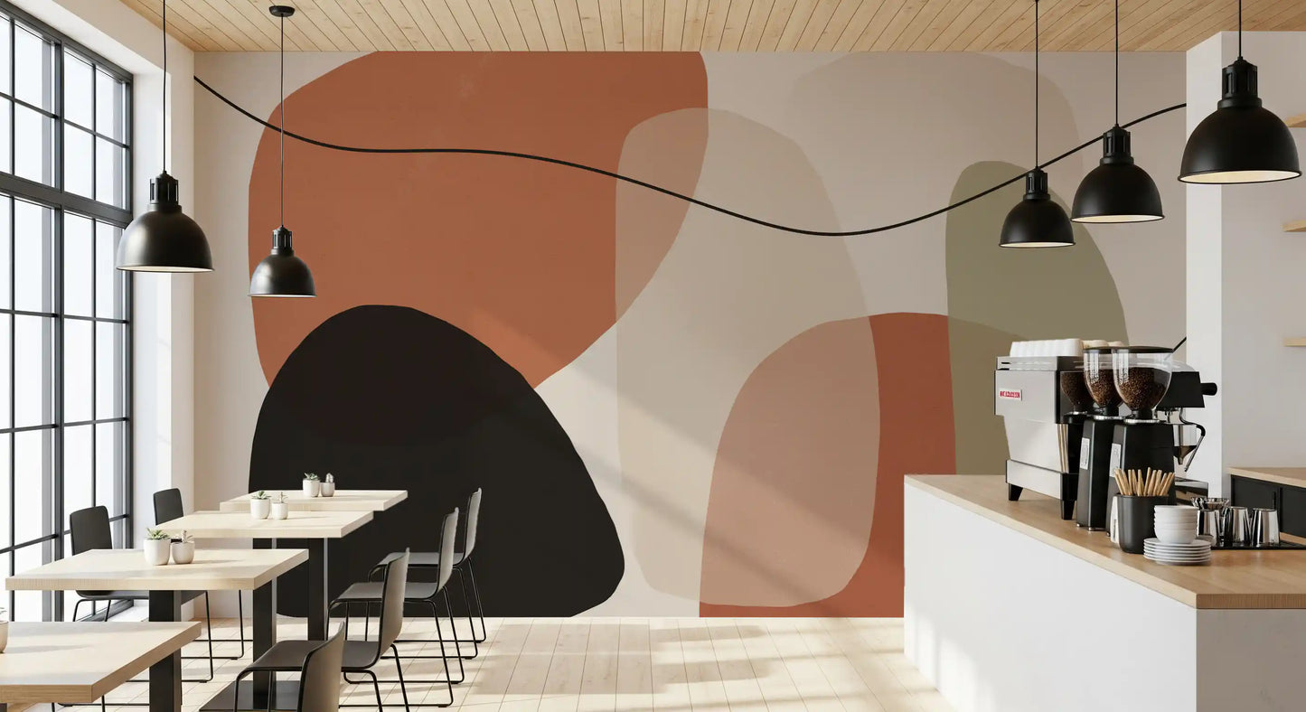 Organic Terracotta and Sage Abstract Shapes Wall Mural