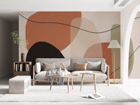 Organic Terracotta and Sage Abstract Shapes Wall Mural
