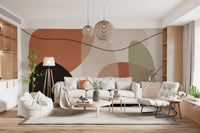 Organic Terracotta and Sage Abstract Shapes Wall Mural