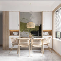 Layered Monochrome and Olive Organic Shapes Wall Mural
