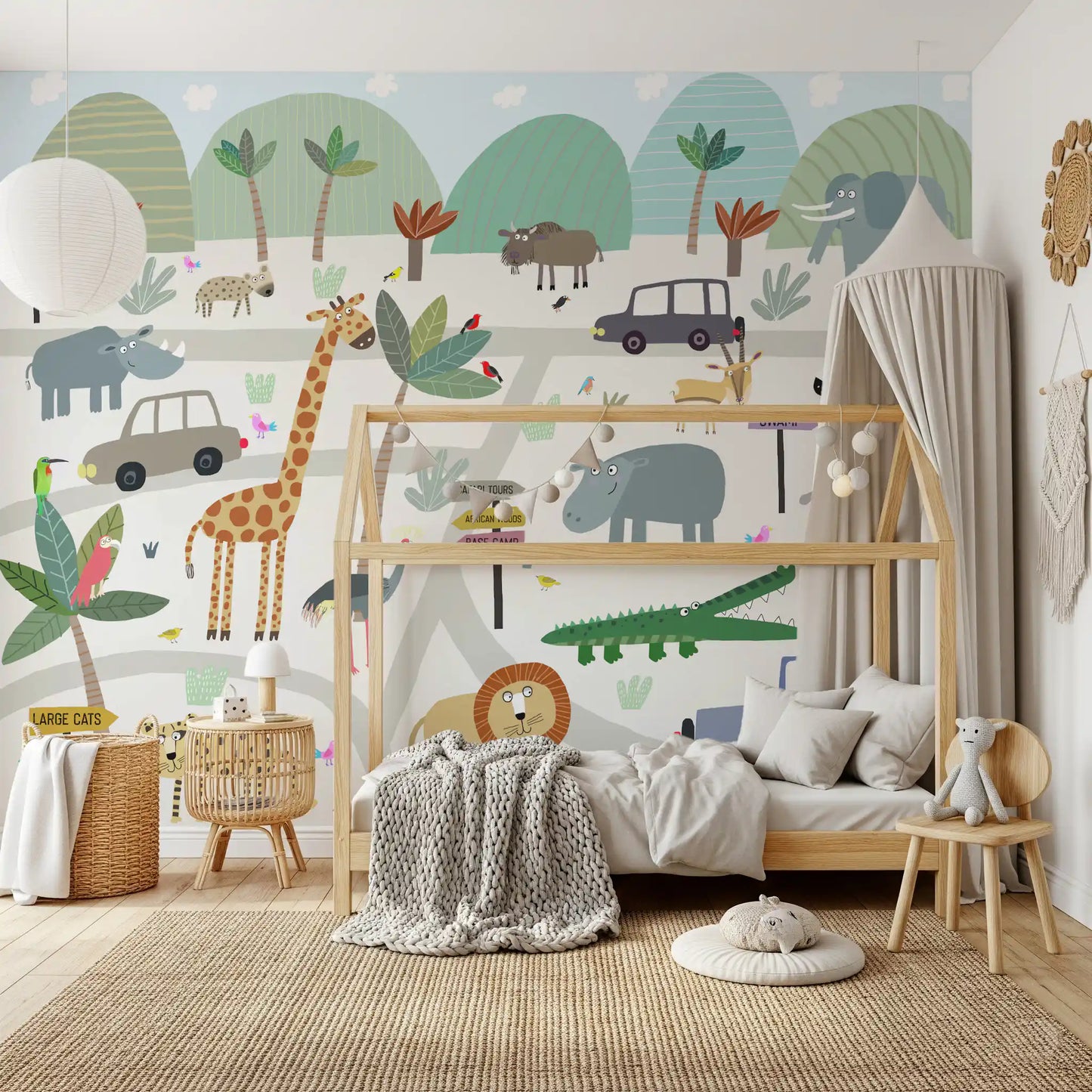 Safari Animal Adventure Map Wall Mural