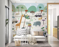 Safari Animal Adventure Map Wall Mural