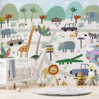 Safari Animal Adventure Map Wall Mural