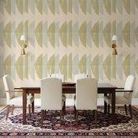 Abstract Sage and Sand Geometric Arches Wallpaper⁠