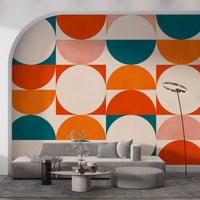 Abstract Semicircle Grid Motif Wall Mural