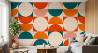 Abstract Semicircle Grid Motif Wall Mural
