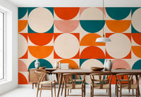 Abstract Semicircle Grid Motif Wall Mural