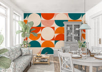 Abstract Semicircle Grid Motif Wall Mural