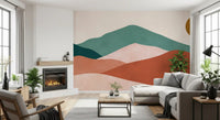 Abstract Sage and Terracotta Hills Wall Mural