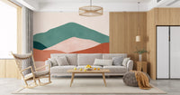 Abstract Sage and Terracotta Hills Wall Mural