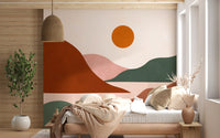 Minimalist Terracotta Horizon Wall Mural