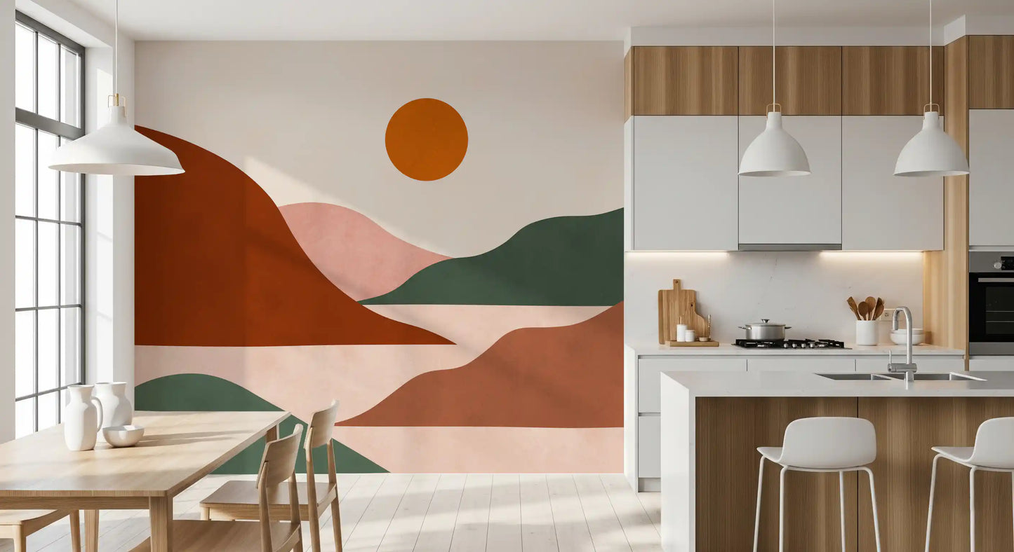 Minimalist Terracotta Horizon Wall Mural