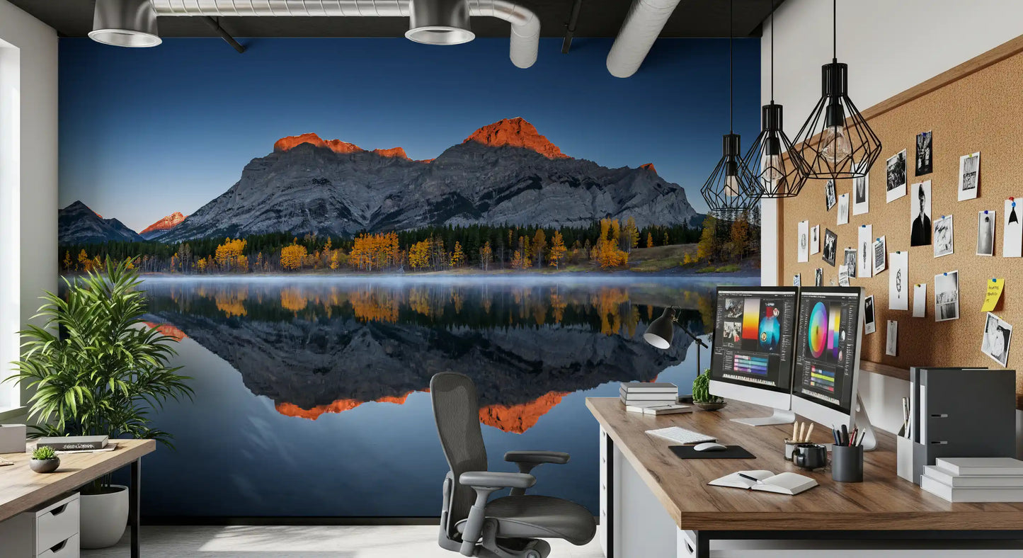 Golden Peak Alpine Reflection Wall Mural