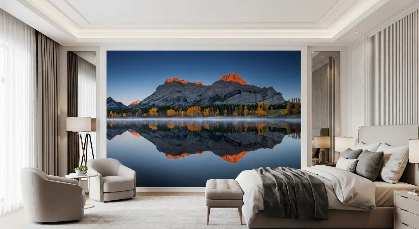Golden Peak Alpine Reflection Wall Mural