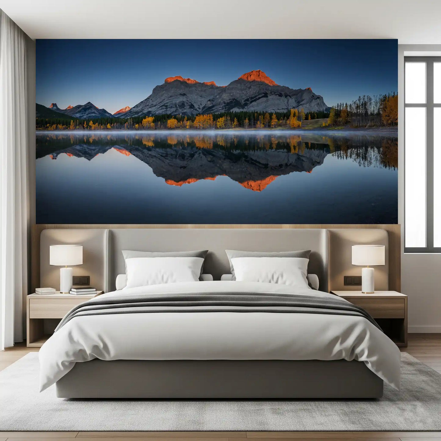Golden Peak Alpine Reflection Wall Mural