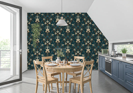 Heritage Botanical Scrollwork Wallpaper⁠