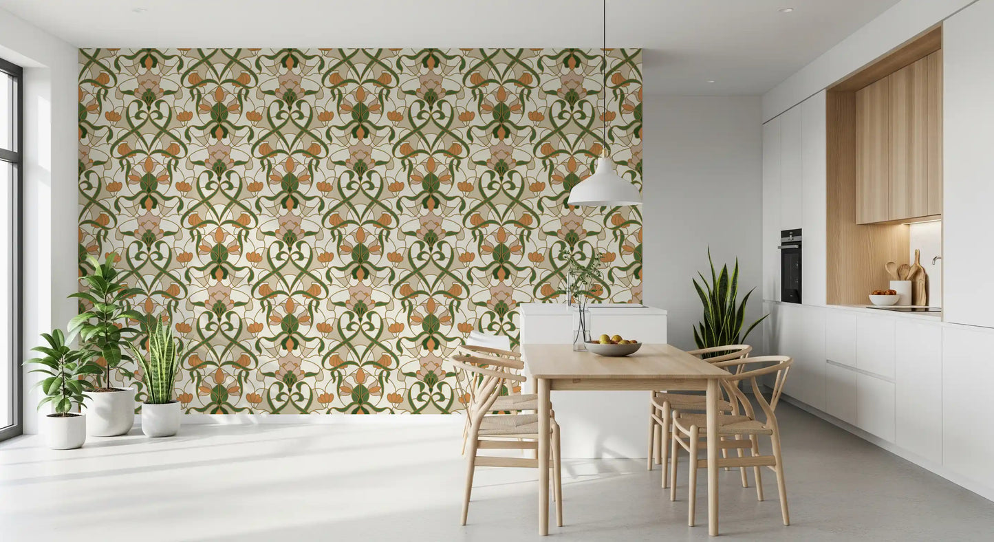 Art Nouveau Floral Interlace Wallpaper⁠