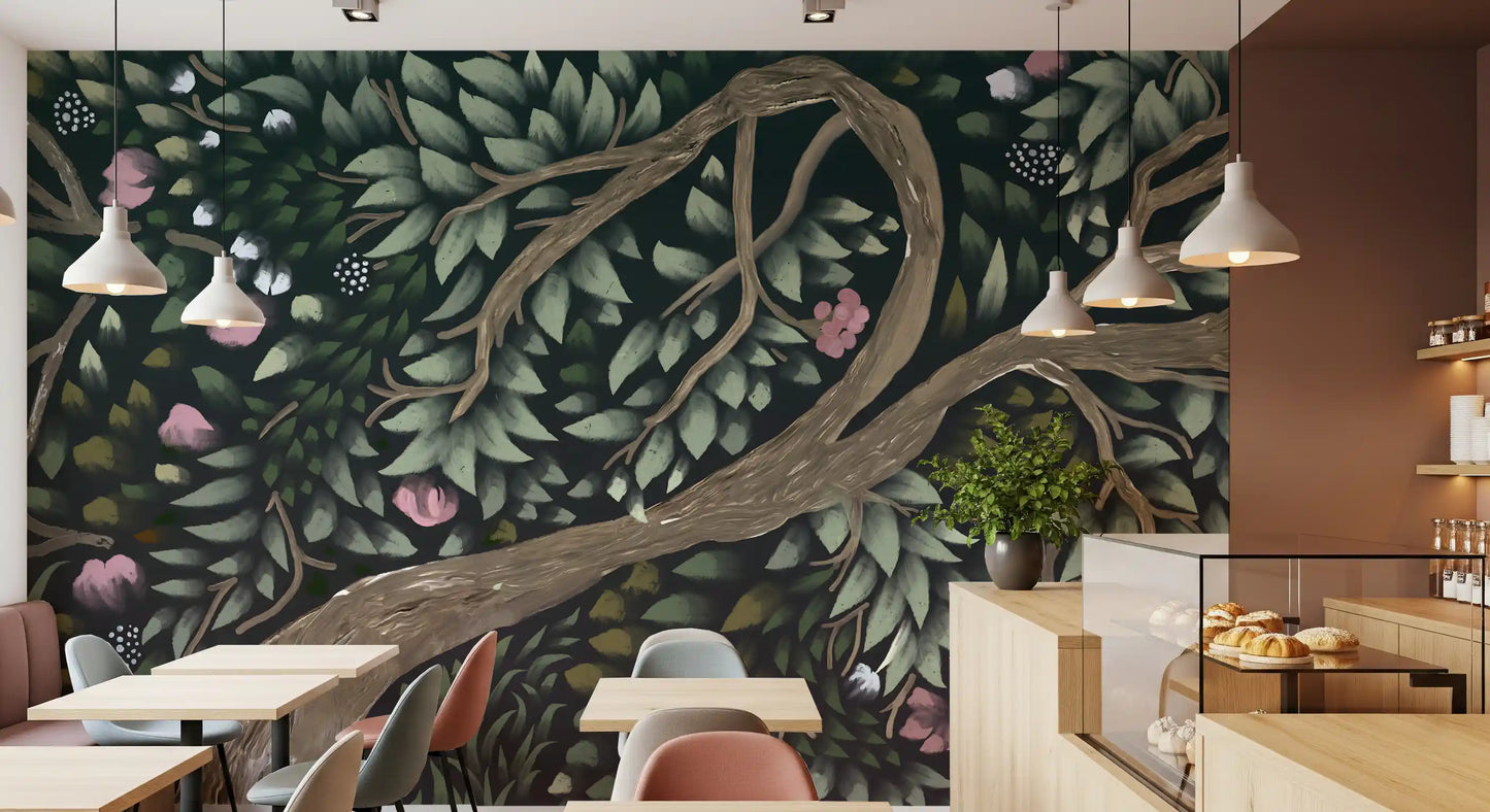 Enchanted Midnight Orchard Canopy Wall Mural