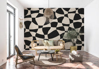 Wavy Monochrome Geometry Wall Mural